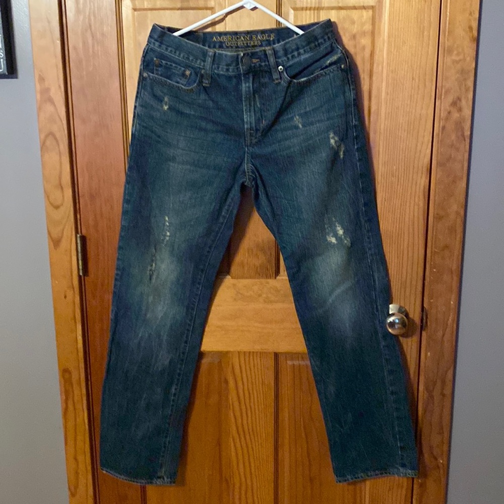 NWOT Mens American Eagle/distressed relaxed straight jeans /size 29/32